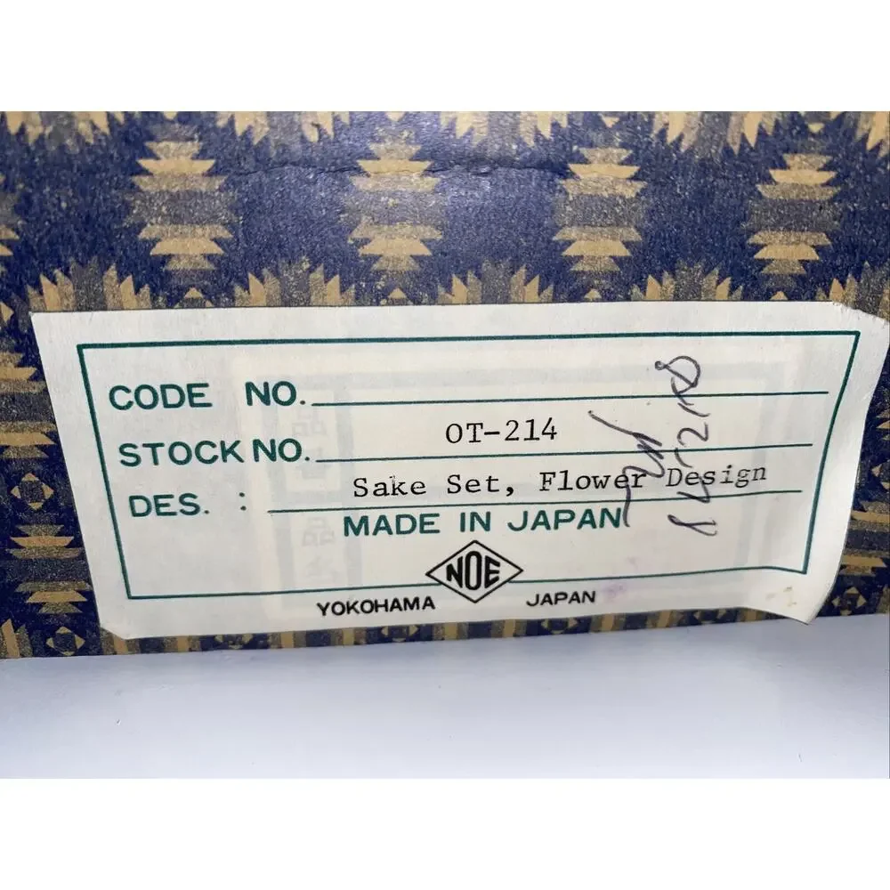 VTG Japan Sake Tea Set Cups 12 Pc‎ Beautiful Flower Design Yokohama Hand Painted